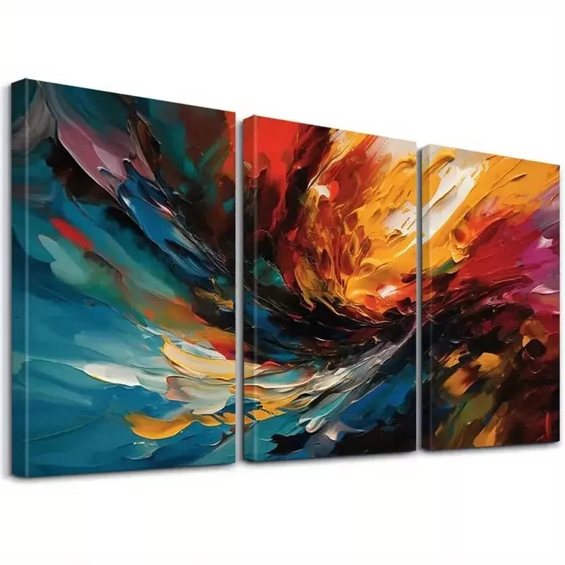 3pcs Graffiti Vibrant Abstract & Minimalist  Wall Art Set Canvas Framed 50x70cm -  High Quality Print 100% Australian Made Wall Canvas Ready to Hang