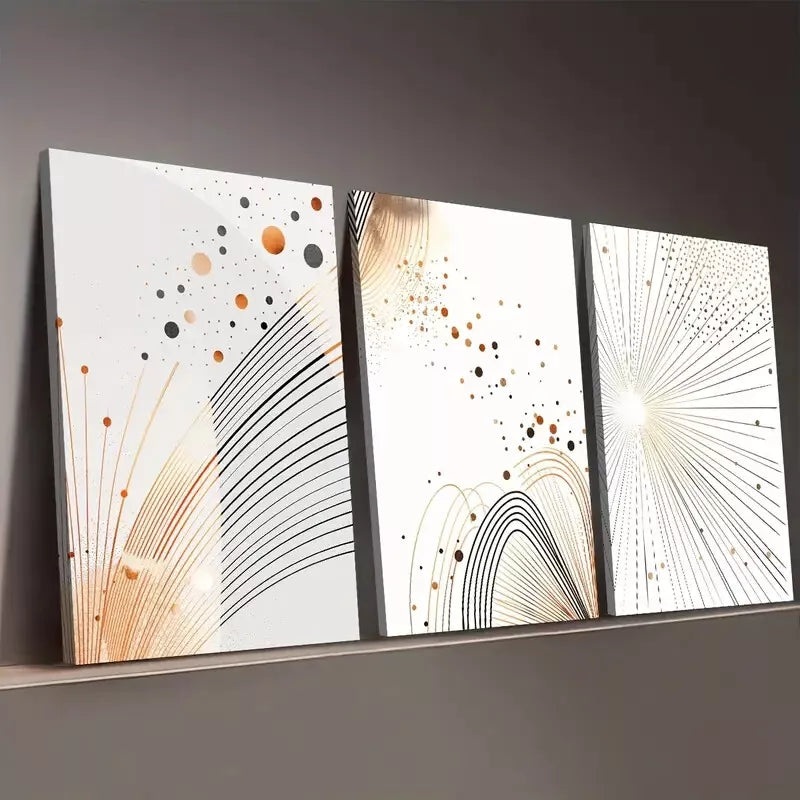 3pcs Minimalist Drops Fashion Abstract Geometric Wall Art Set Canvas Framed 50x70cm - High Quality Print 100% Australian Made Wall Canvas Ready to Hang