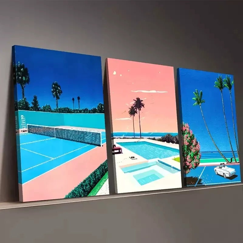3pcs Modern Fashion Architecture Leisure Sports Wall Art Set Canvas Framed 50x70cm - High Quality Print 100% Australian Made Wall Canvas Ready to Hang