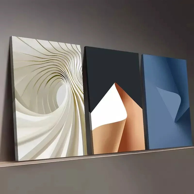 3pcs Modern Style Fashion Abstract Geometric Wall Art Set Canvas Framed 50x70cm - High Quality Print 100% Australian Made Wall Canvas Ready to Hang