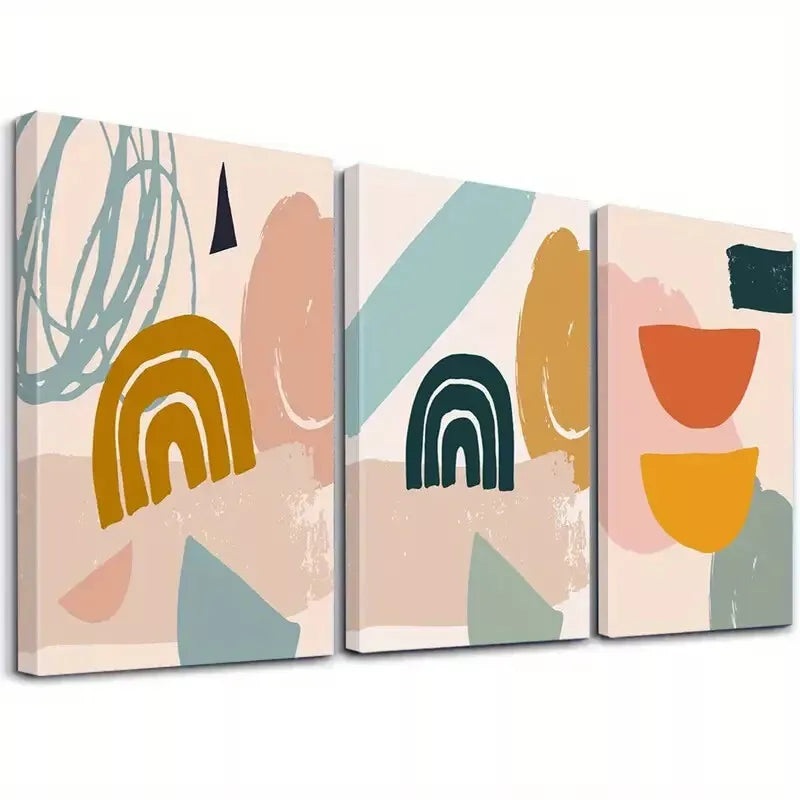3pcs Abstract Anime Art Minimalist Style Shapes Wall Art Set Canvas Framed 50x70cm -  High Quality Print 100% Australian Made Wall Canvas Ready to Hang