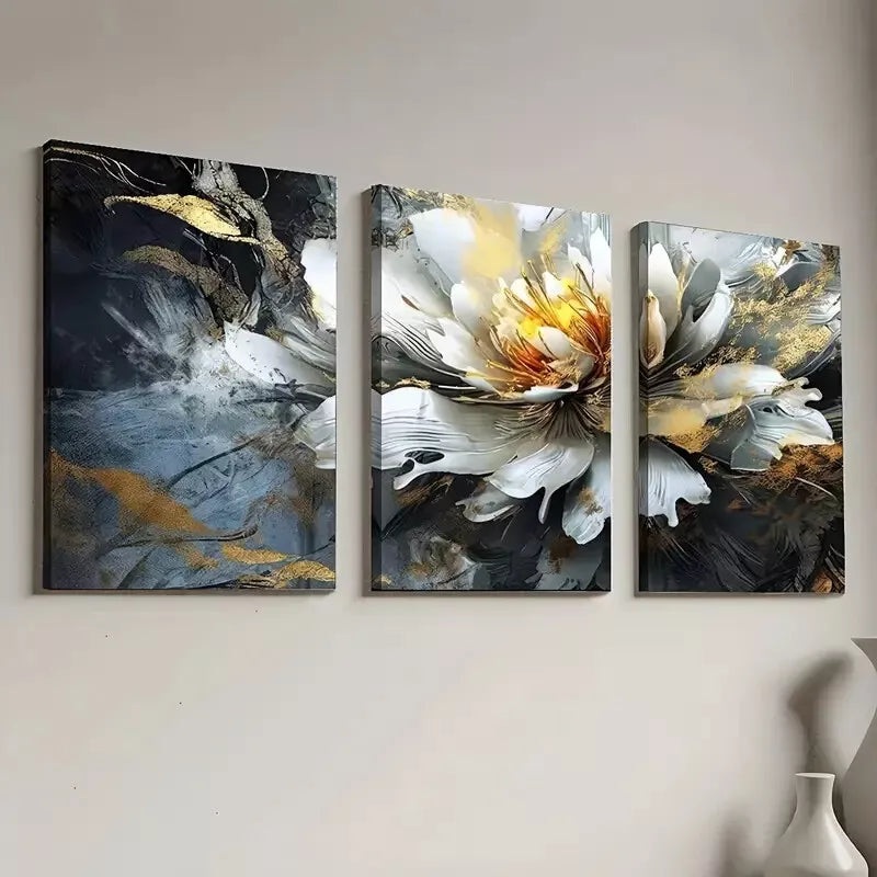 3pcs Aesthetic Abstract Floral Landscape Wall Art Set Canvas Framed 50x70cm - High Quality Print 100% Australian Made Wall Canvas Ready to Hang