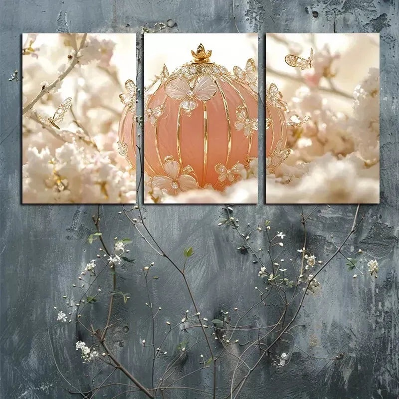 3pcs Butterfly Lantern Wall Art Set Canvas Framed 50x70cm -  High Quality Print 100% Australian Made Wall Canvas Ready to Hang