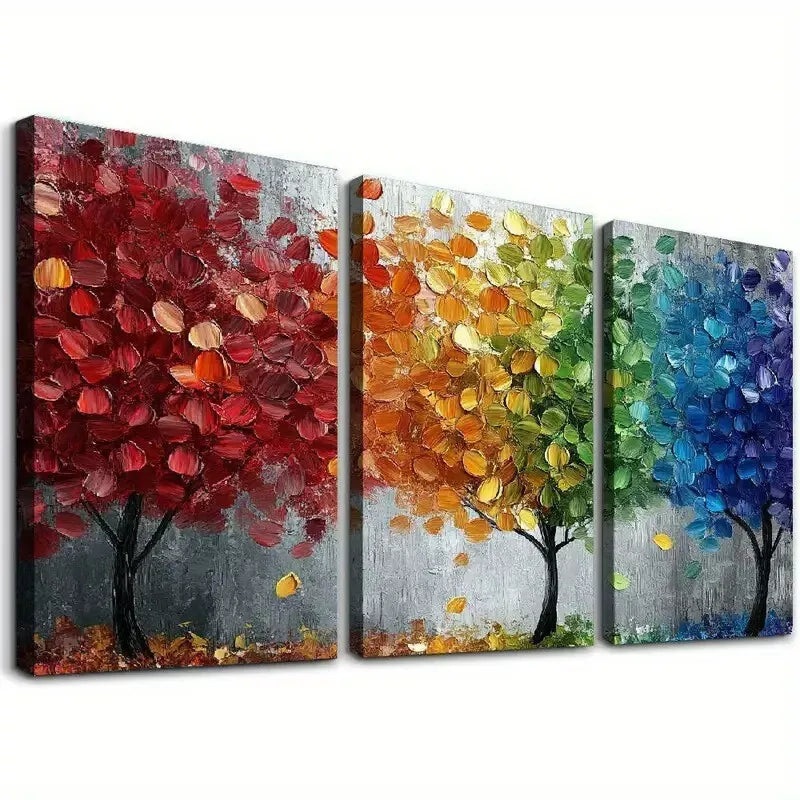 3pcs Classic Abstract Tree Triptych Aesthetic Wall Art Set Canvas Framed 50x70cm - High Quality Print 100% Australian Made Wall Canvas Ready to Hang