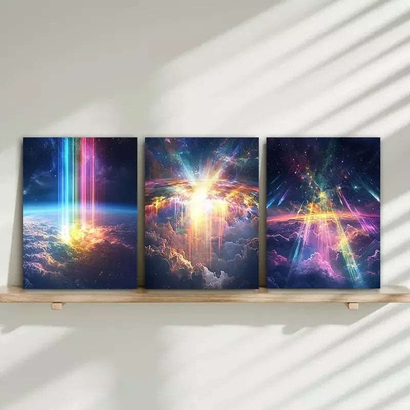 3pcs Elegant Galaxy  Wall Art Set Canvas Framed 50x70cm -  High Quality Print 100% Australian Made Wall Canvas Ready to Hang