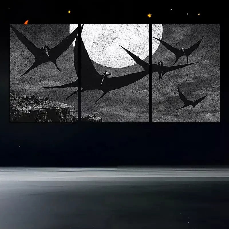 3pcs Fantasy Arians Under The Moon Light Wall Art Set Canvas Framed 50x70cm -  High Quality Print 100% Australian Made Wall Canvas Ready to Hang