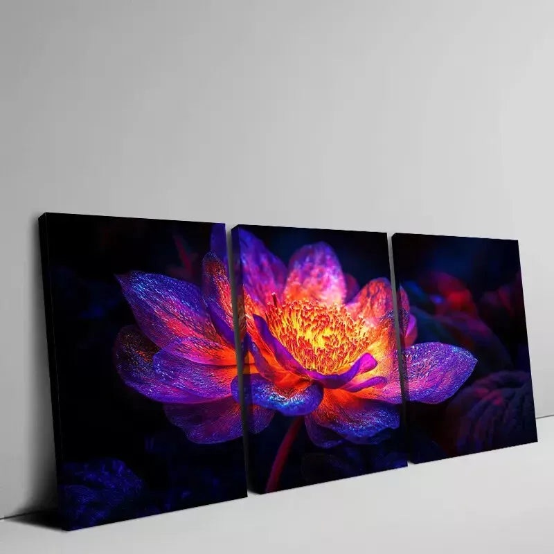3pcs Featuring Alien Flora In Vibrant Color Wall Art Set Canvas Framed 50x70cm -  High Quality Print 100% Australian Made Wall Canvas Ready to Hang