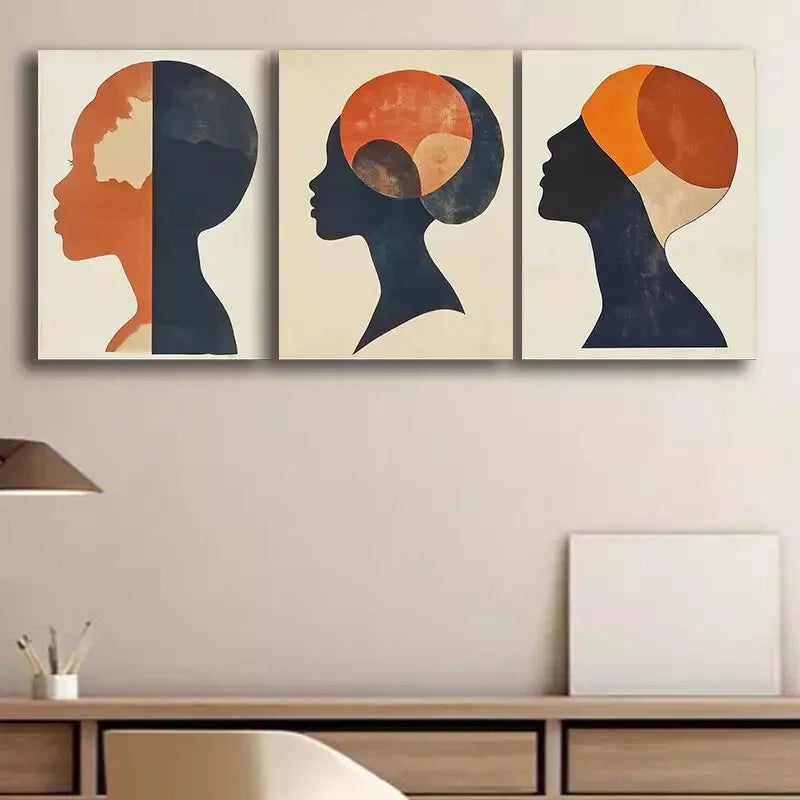 3pcs  Female Silhouette Wall Art Set Canvas Framed 50x70cm -  High Quality Print 100% Australian Made Wall Canvas Ready to Hang