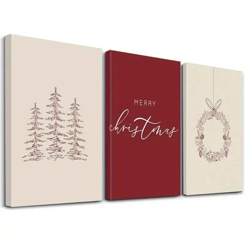 3pcs Festive Forest Wall Art Set Canvas Framed 50x70cm -  High Quality Print 100% Australian Made Wall Canvas Ready to Hang