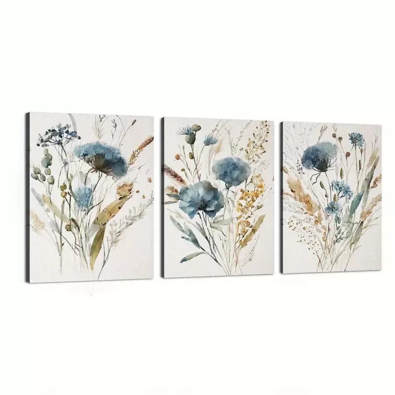 3pcs Minimalist Botanical Country Decor Wall Art Set Canvas Framed 50x70cm - High Quality Print 100% Australian Made Wall Canvas Ready to Hang