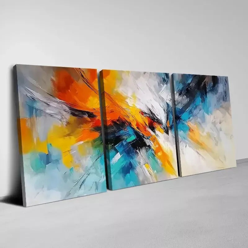 3pcs Modern Beautiful Abstract Colors Painting Wall Art Set Canvas Framed 50x70cm - High Quality Print 100% Australian Made Wall Canvas Ready to Hang