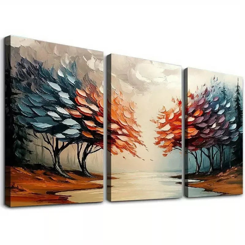 3pcs Modern Elegant Abstract Forest Triptych Wall Art Set Canvas Framed 50x70cm - High Quality Print 100% Australian Made Wall Canvas Ready to Hang