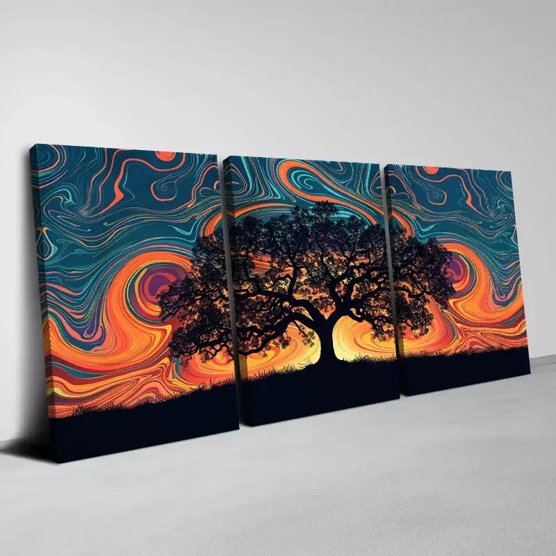 3pcs Abstract Beautiful Tree Living Room Design  Wall Art Set Canvas Framed 50x70cm -  High Quality Print 100% Australian Made Wall Canvas Ready to Hang