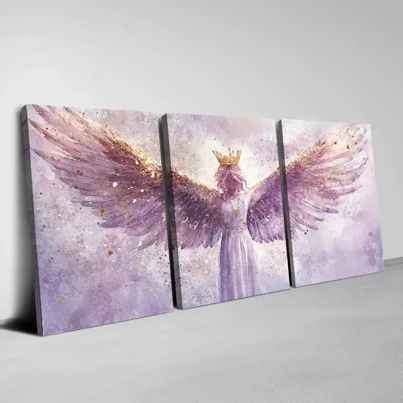 3pcs Beautiful Pink Angel Wings & Clown Painting Wall Art Set Canvas Framed 50x70cm -  High Quality Print 100% Australian Made Wall Canvas Ready to Hang