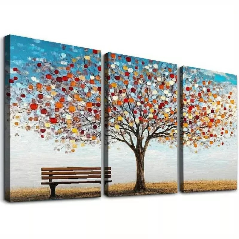3pcs Decorative Abstract Colorful Tree Wall Art Set Canvas Framed 50x70cm - High Quality Print 100% Australian Made Wall Canvas Ready to Hang