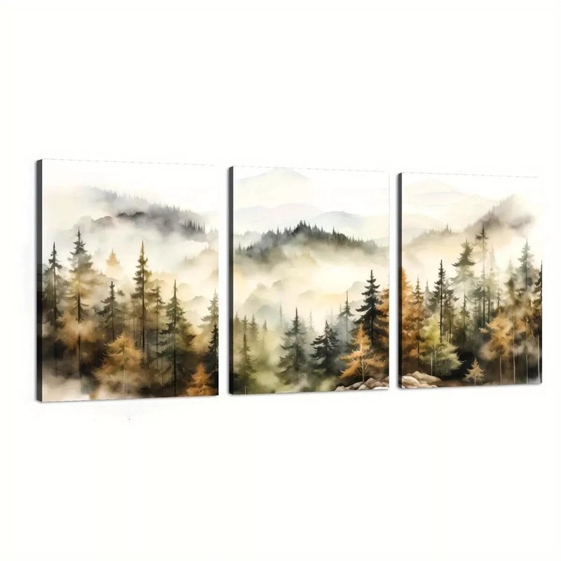 3pcs Forest Scenery Autumn Forest Modern Mini Wall Art Set Canvas Framed 50x70cm -  High Quality Print 100% Australian Made Wall Canvas Ready to Hang