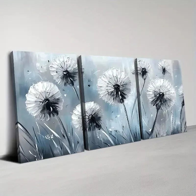 3pcs Modern & Peaceful Plant Dandelion Florals   Wall Art Set Canvas Framed 50x70cm -  High Quality Print 100% Australian Made Wall Canvas Ready to Hang