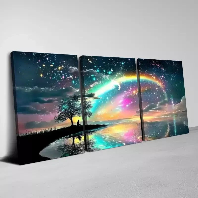 3pcs Charming Shore Rainbow Scenery Art Set Canvas Framed 50x70cm -  High Quality Print 100% Australian Made Wall Canvas Ready to Hang