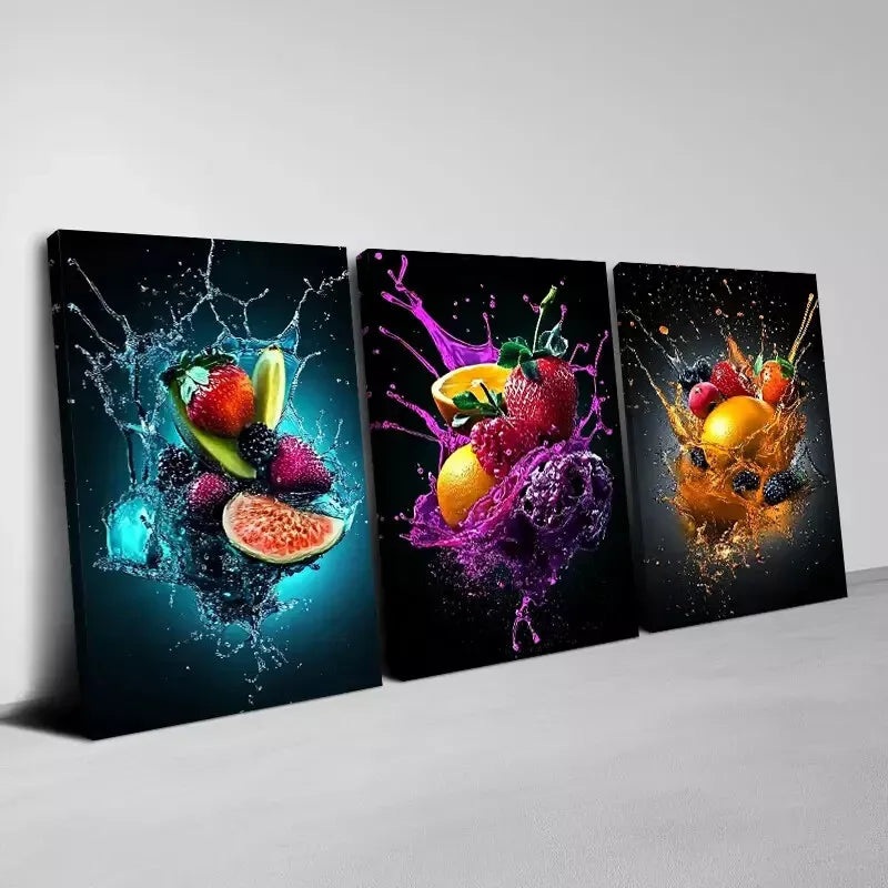 3pcs Delicious Colorful Abstract Fruits Art Set Canvas Framed 50x70cm -  High Quality Print 100% Australian Made Wall Canvas Ready to Hang