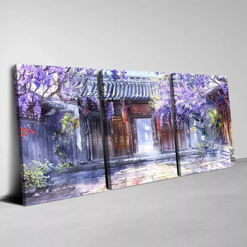 3pcs Enchanting Artistic Flair, Bauhinia & Gate Art Set Canvas Framed 50x70cm -  High Quality Print 100% Australian Made Wall Canvas Ready to Hang