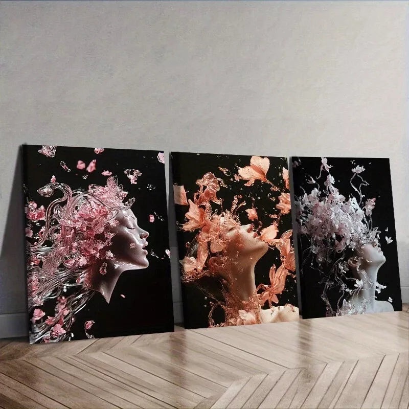 3pcs Featuring An Ethereal Figure Women Dark Wall Art Set Canvas Framed 50x70cm -  High Quality Print 100% Australian Made Wall Canvas Ready to Hang