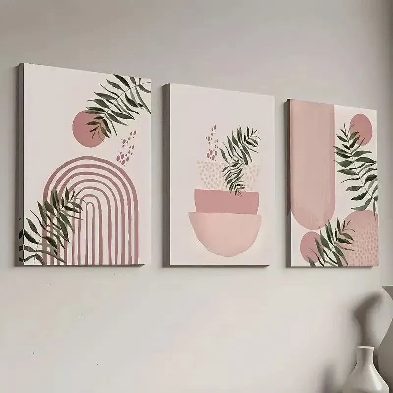 3pcs Geometric Line Art Featuring Natural Art Set Canvas Framed 50x70cm -  High Quality Print 100% Australian Made Wall Canvas Ready to Hang
