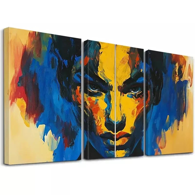 3pcs Modern Decorative Archaic Style Yellow  Art Set Canvas Framed 50x70cm -  High Quality Print 100% Australian Made Wall Canvas Ready to Hang