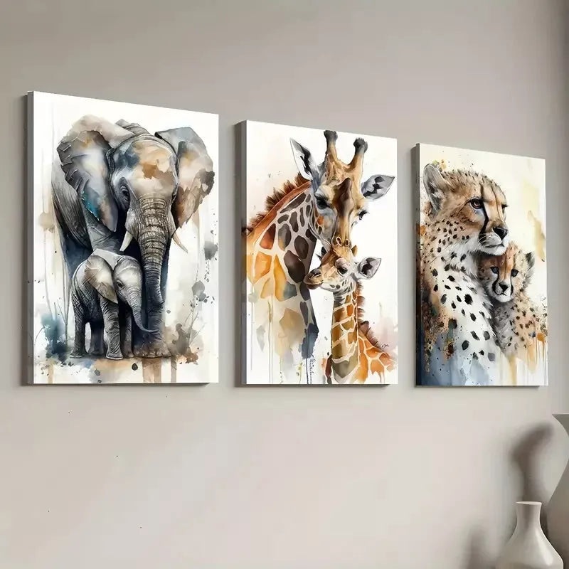 3pcs Modern Elegant Fashion Animal Abstract Art Set Canvas Framed 50x70cm -  High Quality Print 100% Australian Made Wall Canvas Ready to Hang