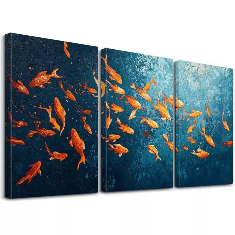 3pcs  Underwater Fish Aesthetic Decorative    Art Set Canvas Framed 50x70cm -  High Quality Print 100% Australian Made Wall Canvas Ready to Hang