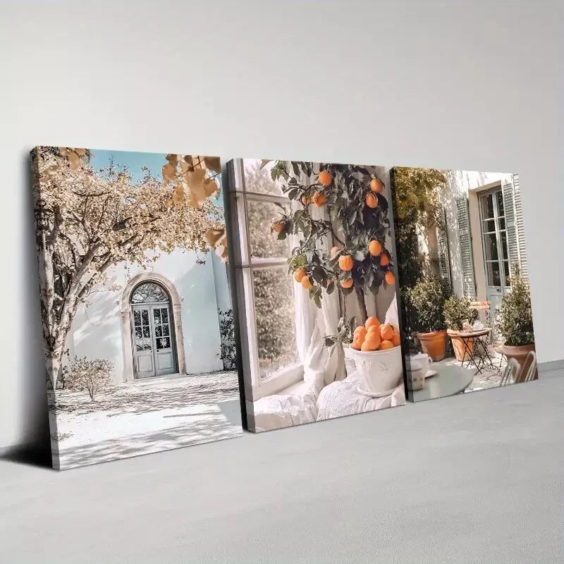 3pcs Beautiful Modern Abstract Retro Yard Art Set Canvas Framed 50x70cm -  High Quality Print 100% Australian Made Wall Canvas Ready to Hang