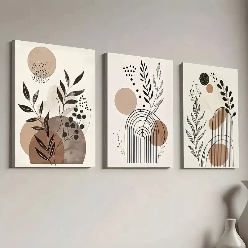 3pcs Deco Classic Modern Floral Pattern   Art Set Canvas Framed 50x70cm -  High Quality Print 100% Australian Made Wall Canvas Ready to Hang
