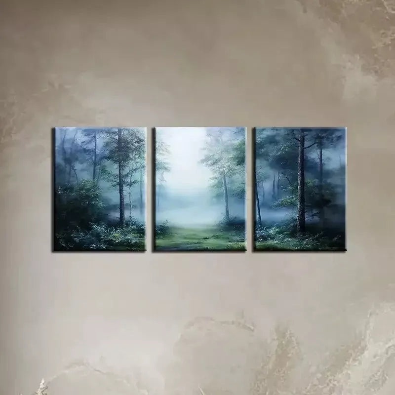 3pcs  Fragrant dark Misty Forest AArt Set Canvas Framed 50x70cm -  High Quality Print 100% Australian Made Wall Canvas Ready to Hang