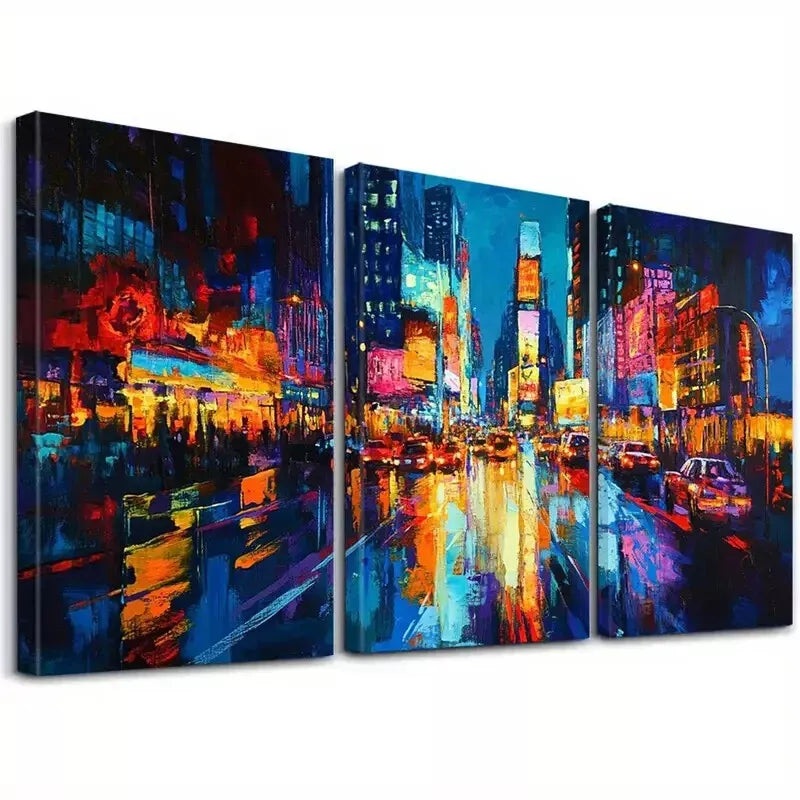 3pcs Futuristic Neon Motion Blur Decorative Art Set Canvas Framed 50x70cm -  High Quality Print 100% Australian Made Wall Canvas Ready to Hang