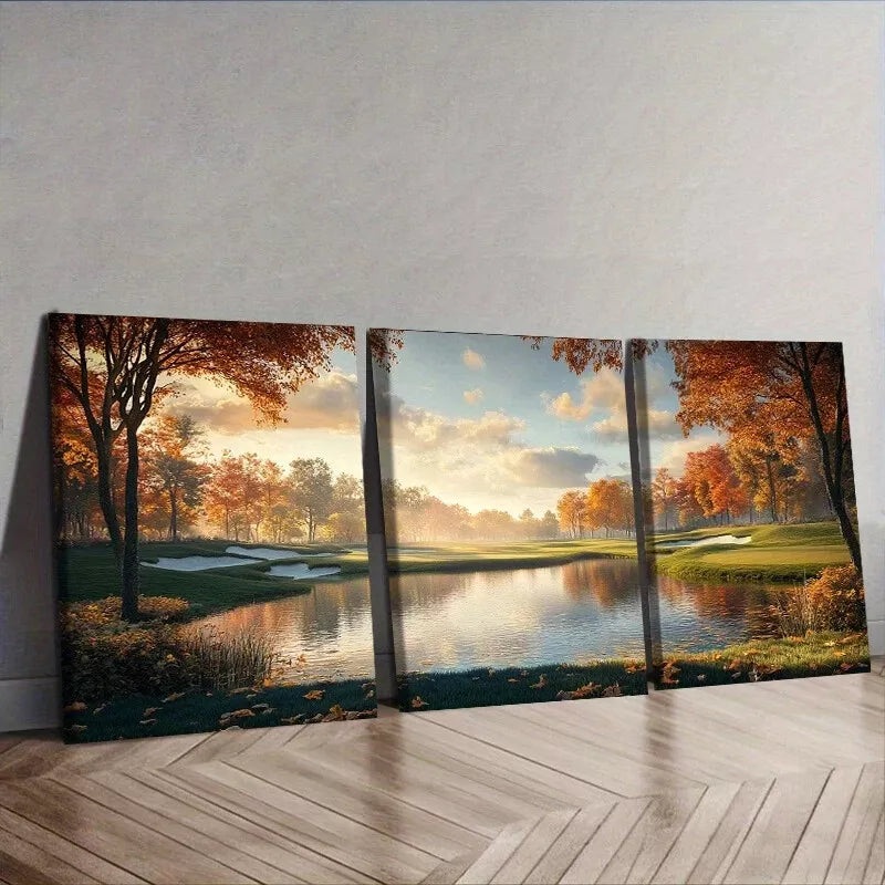 3pcs  Golf Course Nature Wall Art Set Canvas Framed 50x70cm -  High Quality Print 100% Australian Made Wall Canvas Ready to Hang