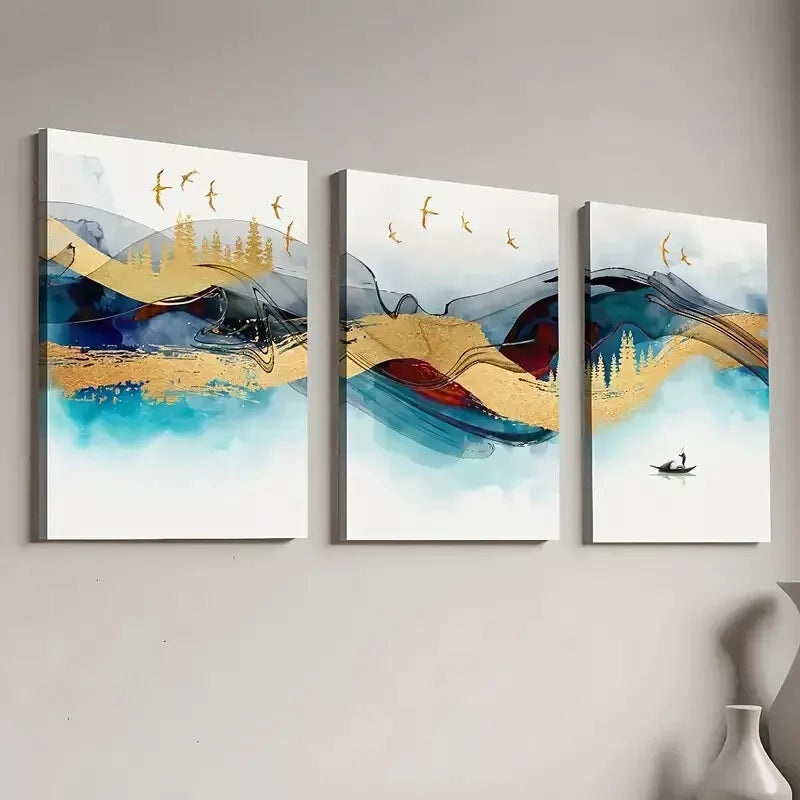 3pcs Light Luxury Style Modern Abstract   Art Set Canvas Framed 50x70cm -  High Quality Print 100% Australian Made Wall Canvas Ready to Hang