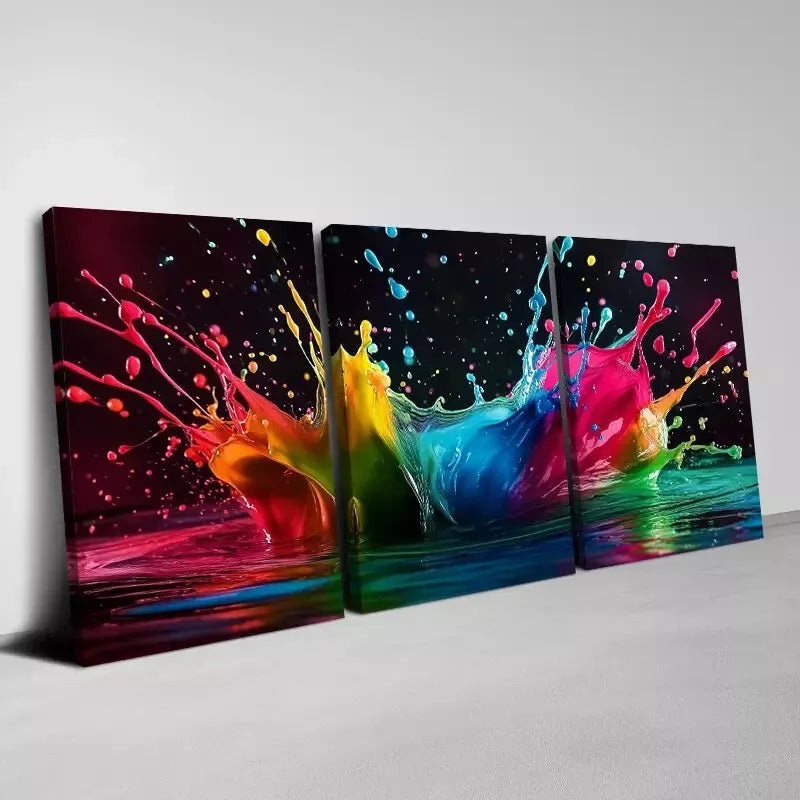 3pcs Modern Abstract Colorful Spray Paint Splash Art Set Canvas Framed 50x70cm -  High Quality Print 100% Australian Made Wall Canvas Ready to Hang