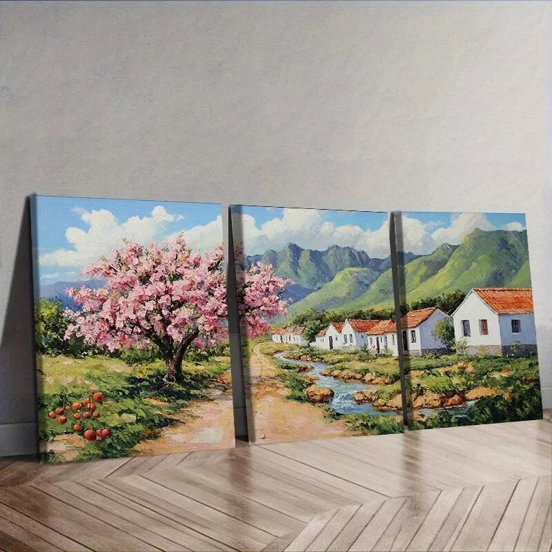 3pcs  Modern Art Deco Cherry Blossom Nature  Wall Art Set Canvas Framed 50x70cm -  High Quality Print 100% Australian Made Wall Canvas Ready to Hang