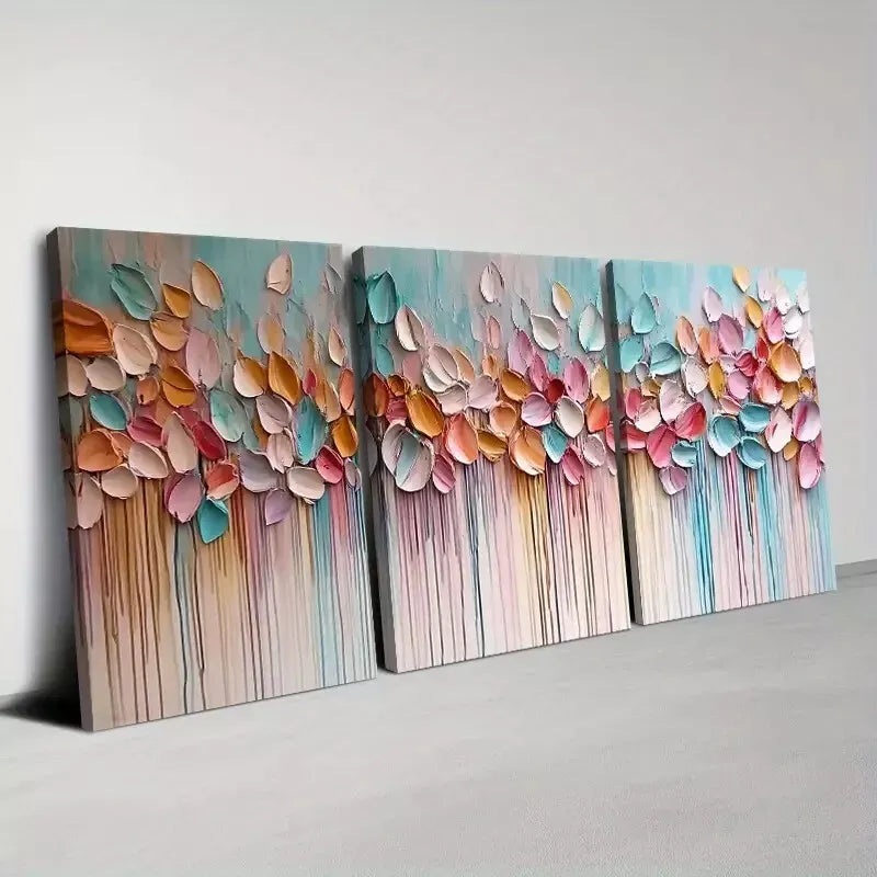 3pcs Modern Colorful Noble Petals Art Set Canvas Framed 50x70cm -  High Quality Print 100% Australian Made Wall Canvas Ready to Hang