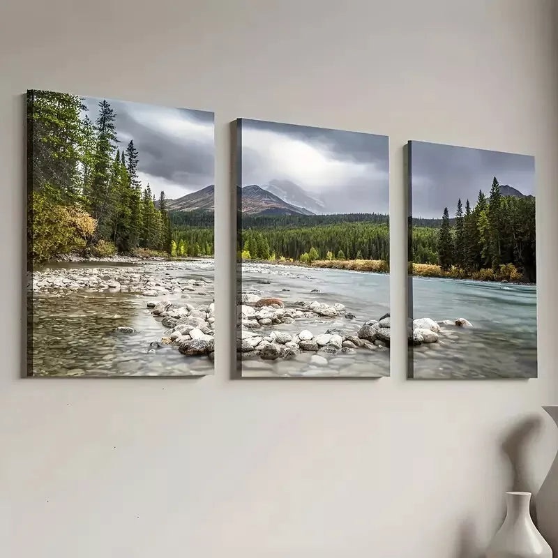3pcs Modern Natural Forest Mountain Landscape Art Set Canvas Framed 50x70cm -  High Quality Print 100% Australian Made Wall Canvas Ready to Hang
