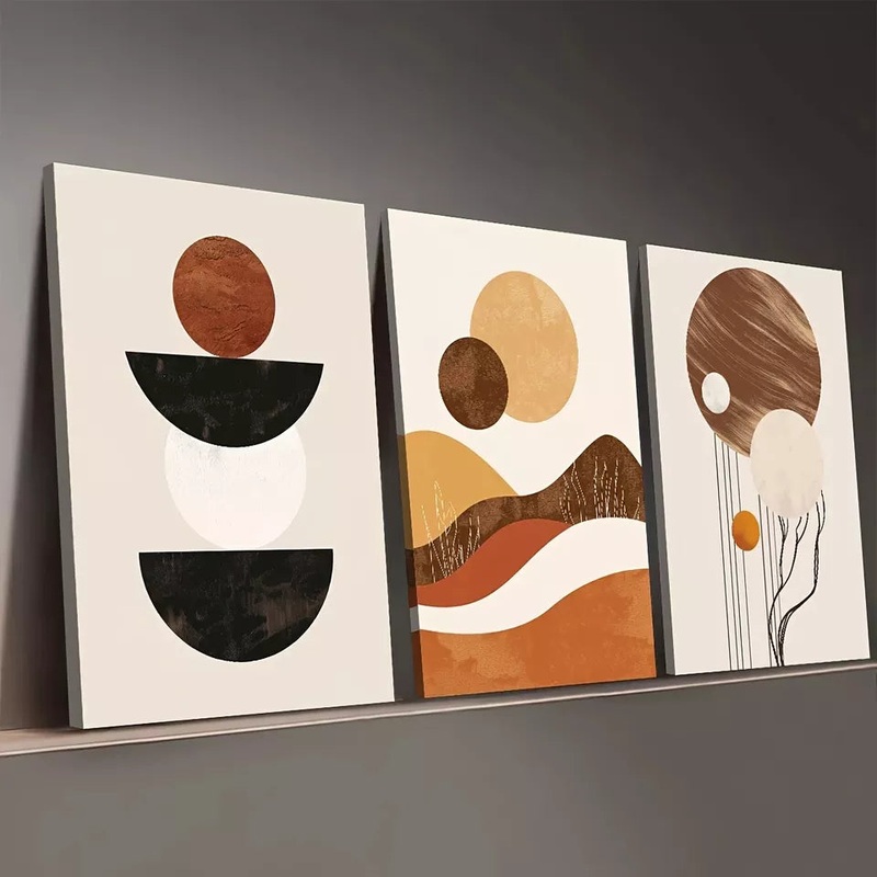 3pcs Bohemian Modern Fashion Graphic Abstract Wall Art Set Canvas Framed 50x70cm -  High Quality Print 100% Australian Made Wall Canvas Ready to Hang