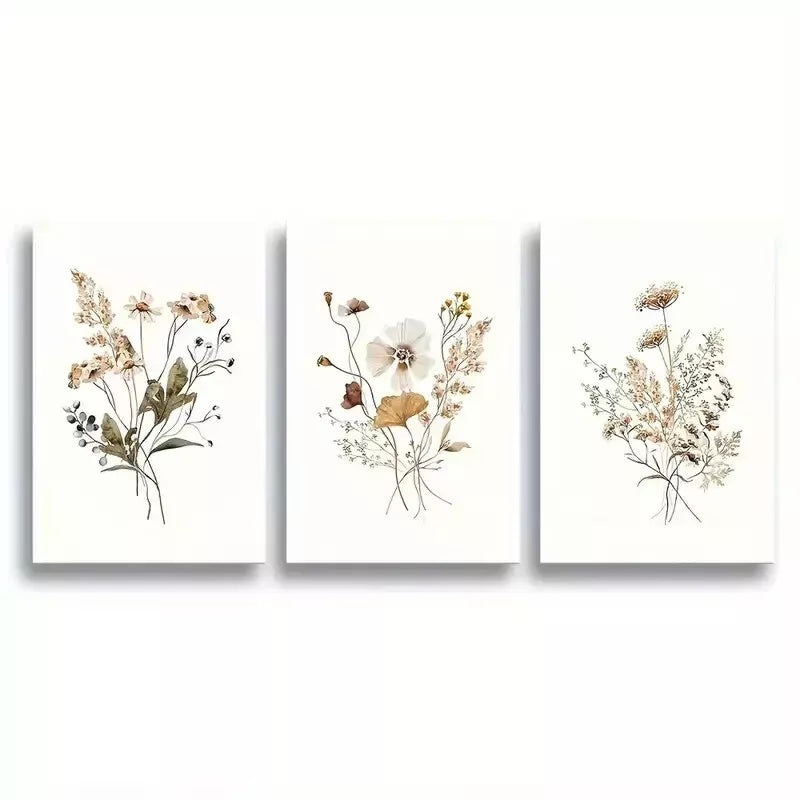 3pcs  Boho Botanical Vintage Green Leaves Wall Art Set Canvas Framed 50x70cm - High Quality Print 100% Australian Made Wall Canvas Ready to Hang