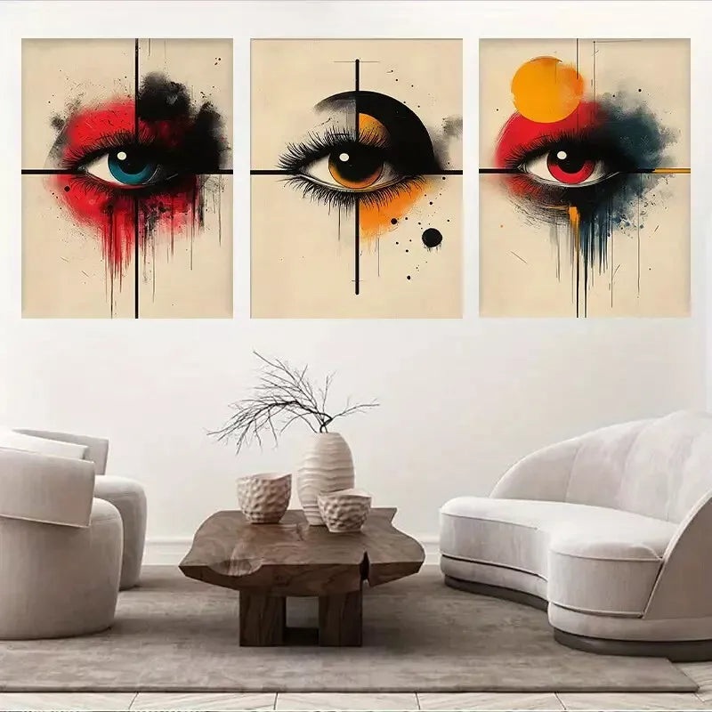 3pcs Creative Eye triptych Style Wall Art Set Canvas Framed 50x70cm -  High Quality Print 100% Australian Made Wall Canvas Ready to Hang
