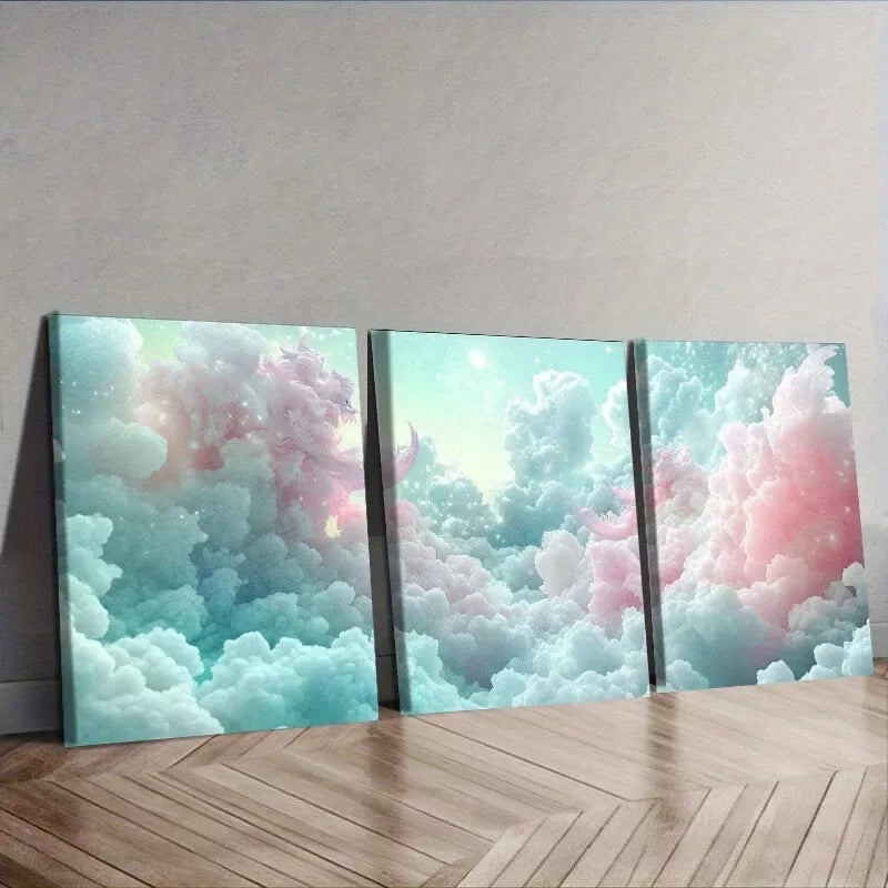 3pcs Featuring Vibrant Dream Themes Elegant Wall Art Set Canvas Framed 50x70cm -  High Quality Print 100% Australian Made Wall Canvas Ready to Hang
