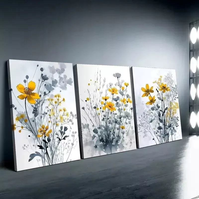3pcs Floral Art Print Canvas Wall Art Set Canvas Framed 50x70cm - High Quality Print 100% Australian Made Wall Canvas Ready to Hang