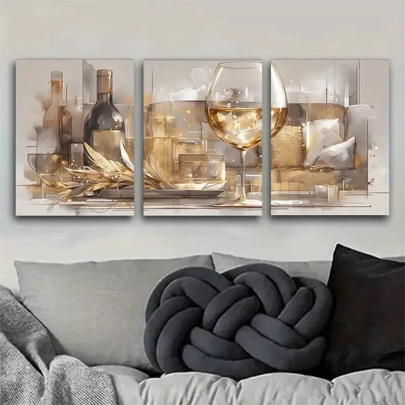 3pcs Luxurious wine accessories style Wall Art Set Canvas Framed 50x70cm -  High Quality Print 100% Australian Made Wall Canvas Ready to Hang