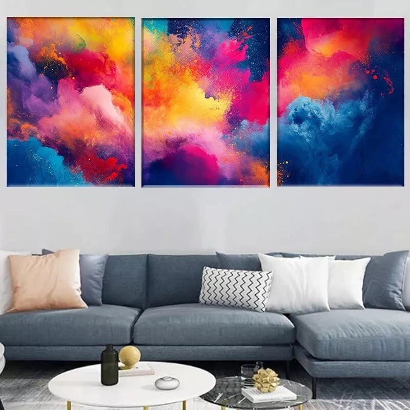 3pcs  Modern Abstract Colorful Gradient Wall Art Set Canvas Framed 50x70cm -  High Quality Print 100% Australian Made Wall Canvas Ready to Hang