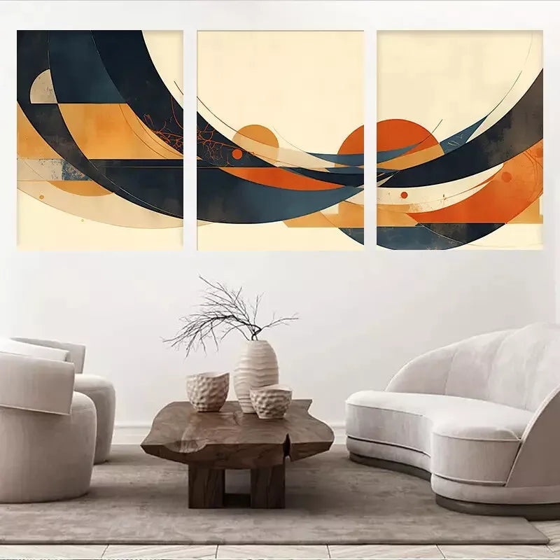 3pcs Modern Abstract geometric dynamism Wall Art Set Canvas Framed 50x70cm -  High Quality Print 100% Australian Made Wall Canvas Ready to Hang