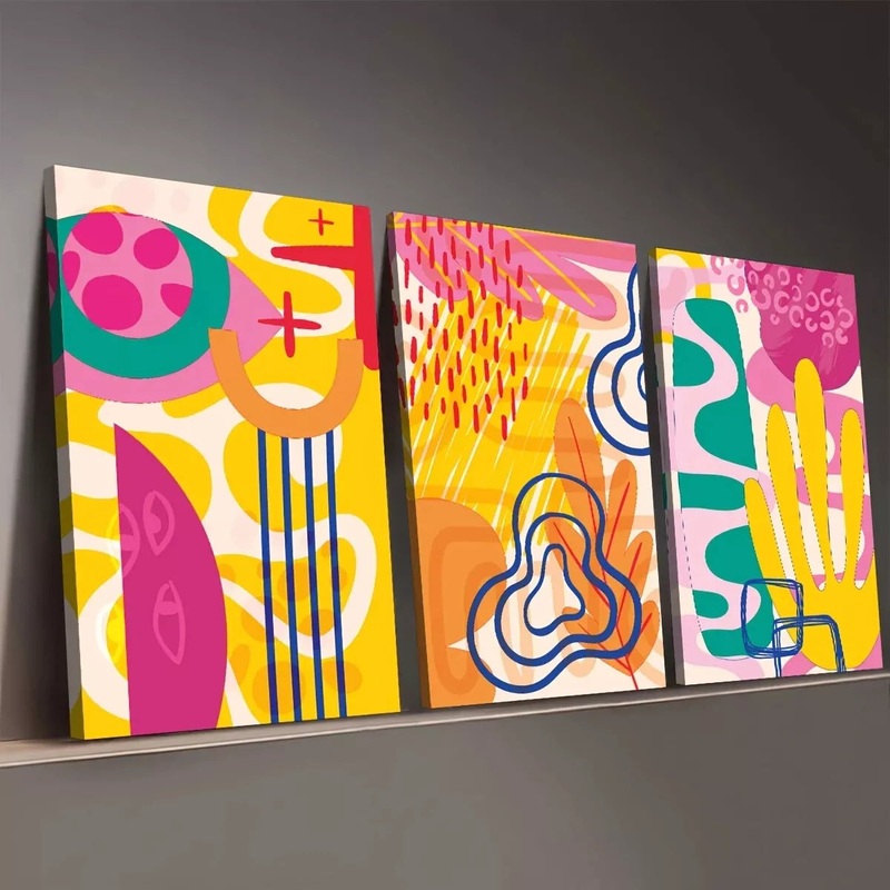 3pcs Modern Fashion Abstract Irregular Colorful Wall Art Set Canvas Framed 50x70cm -  High Quality Print 100% Australian Made Wall Canvas Ready to Hang