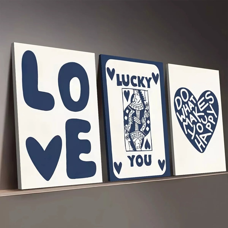 3pcs Modern Minimalist Style Love Heart Quotes Wall Art Set Canvas Framed 50x70cm -  High Quality Print 100% Australian Made Wall Canvas Ready to Hang