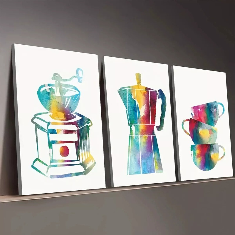 3pcs  Simple Style Modern Coffee, Leisure Life Wall Art Set Canvas Framed 50x70cm -  High Quality Print 100% Australian Made Wall Canvas Ready to Hang
